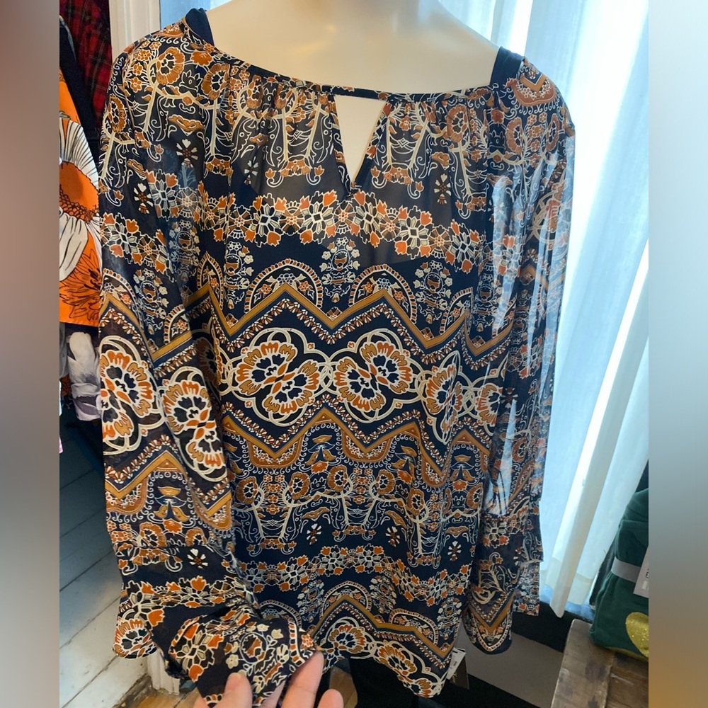 NWT Alyx Dressy Blouse With Attached Blue Cami sz 2X